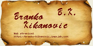 Branko Kikanović vizit kartica